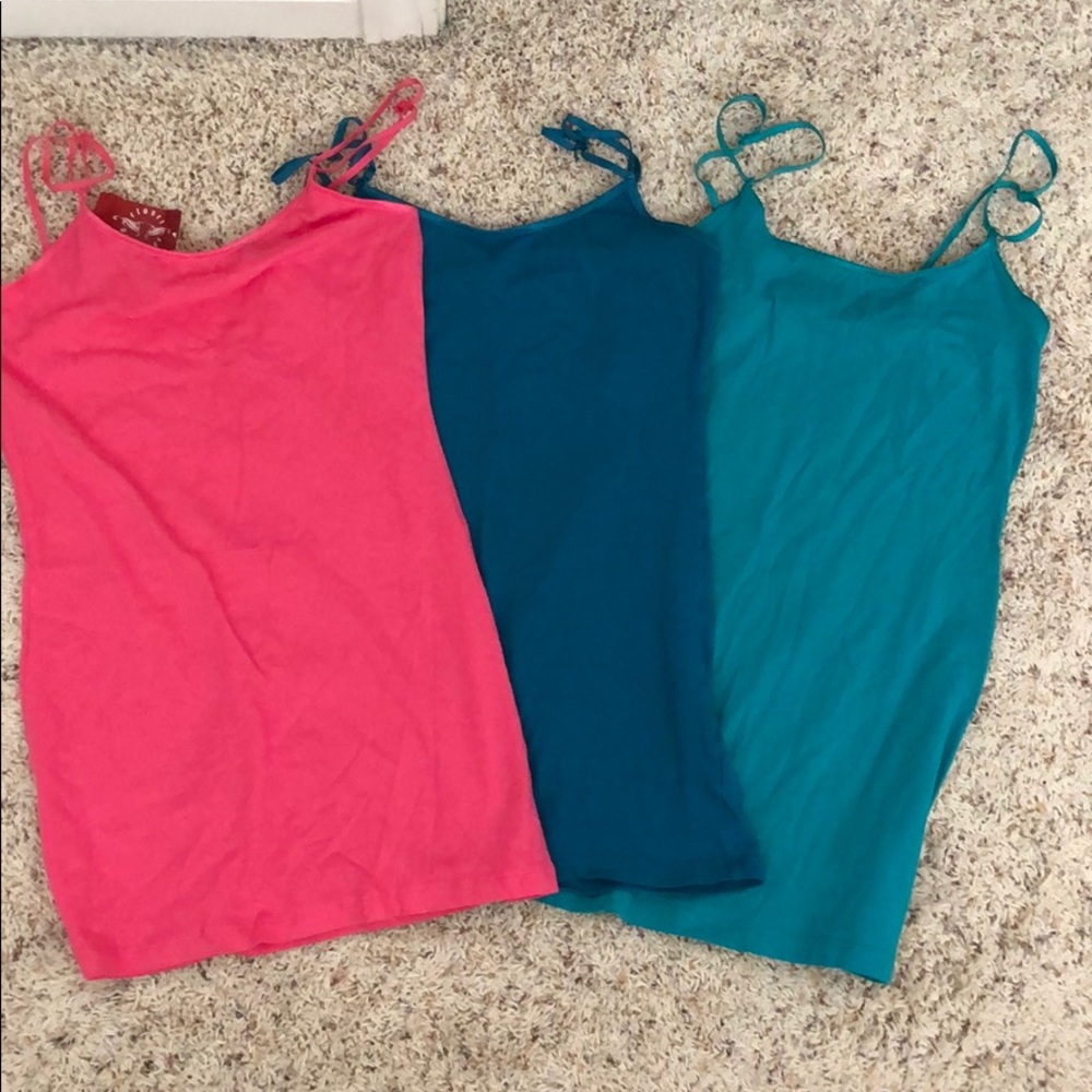 Pink, blue and teal camisoles (selling as bundle)